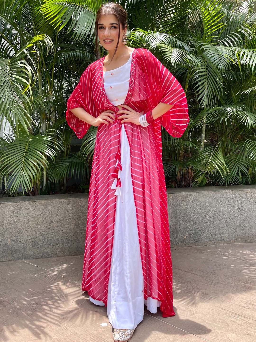 Thread & Button Women Leheriya Printed Jacket and Pure Cotton Kurta with Skirt, White
Thread & Button Women Leheriya Printed Jacket and Pure Cotton Kurta with Skirt, White
