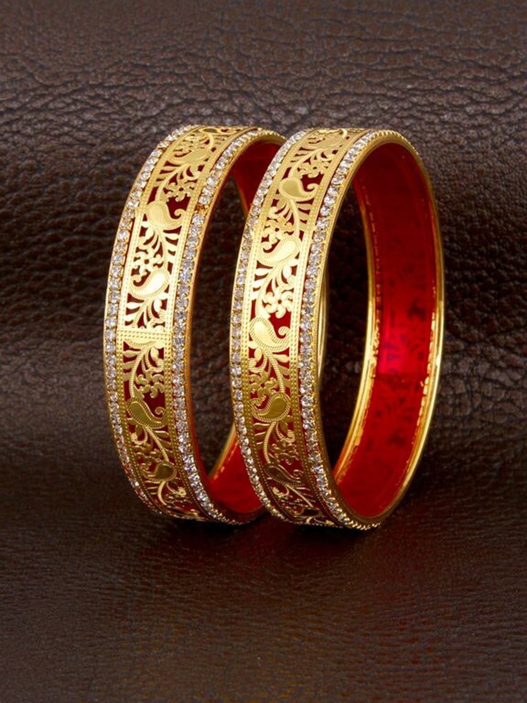 LUCKY JEWELLERY Set Of 2 18K Gold Plated Maroon & White Stone Studded Traditional Bangle, Red
LUCKY JEWELLERY Set Of 2 18K Gold Plated Maroon & White Stone Studded Traditional Bangle, Red