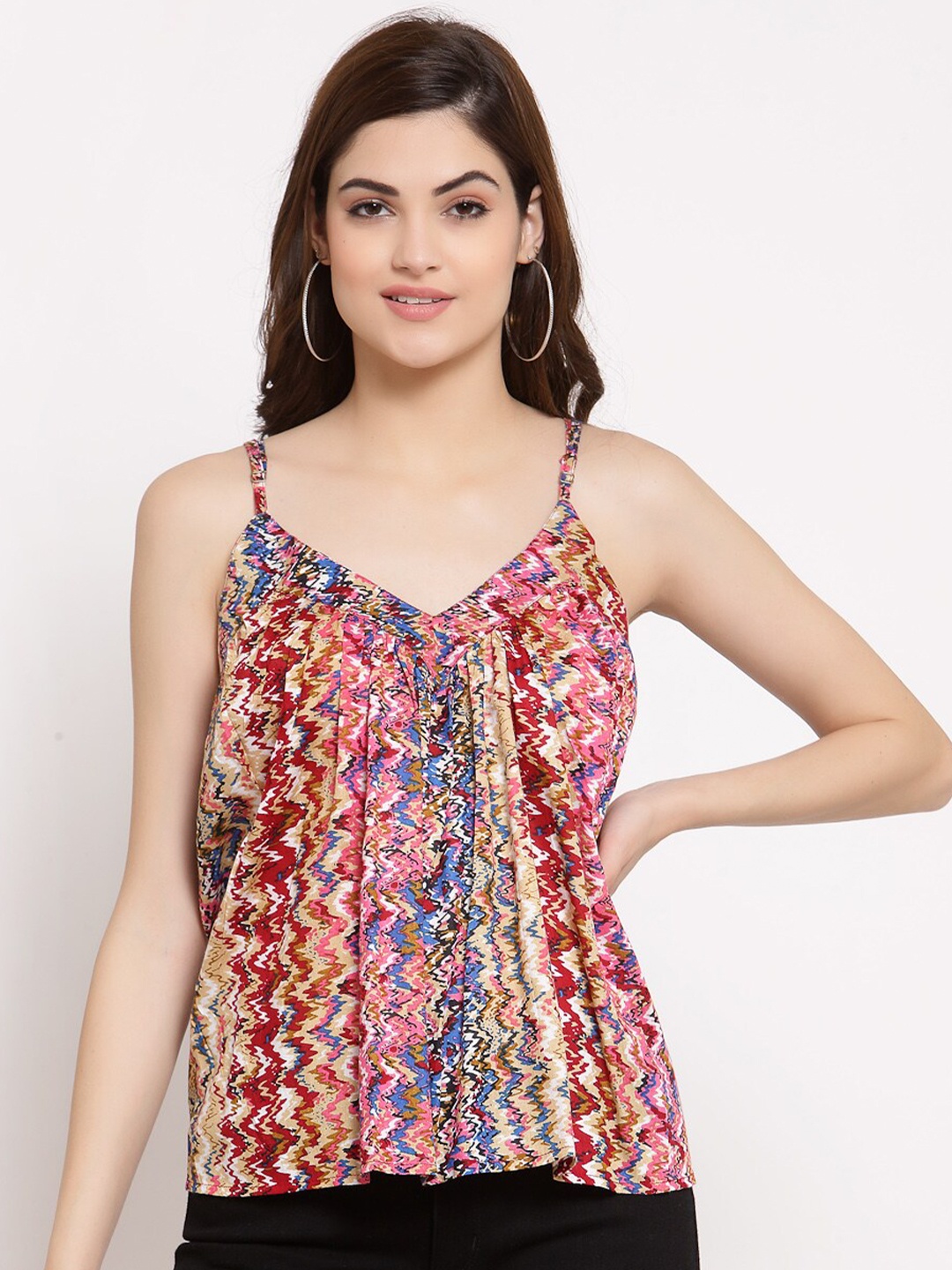 PATRORNA Pink & Blue Print Top