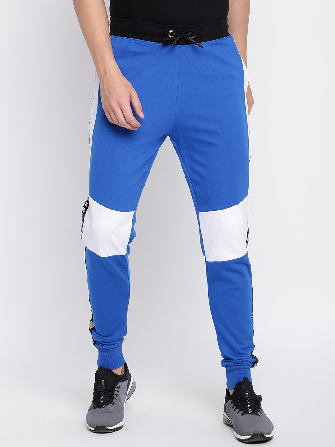 abof Men Blue Colourblocked Joggers Trousers