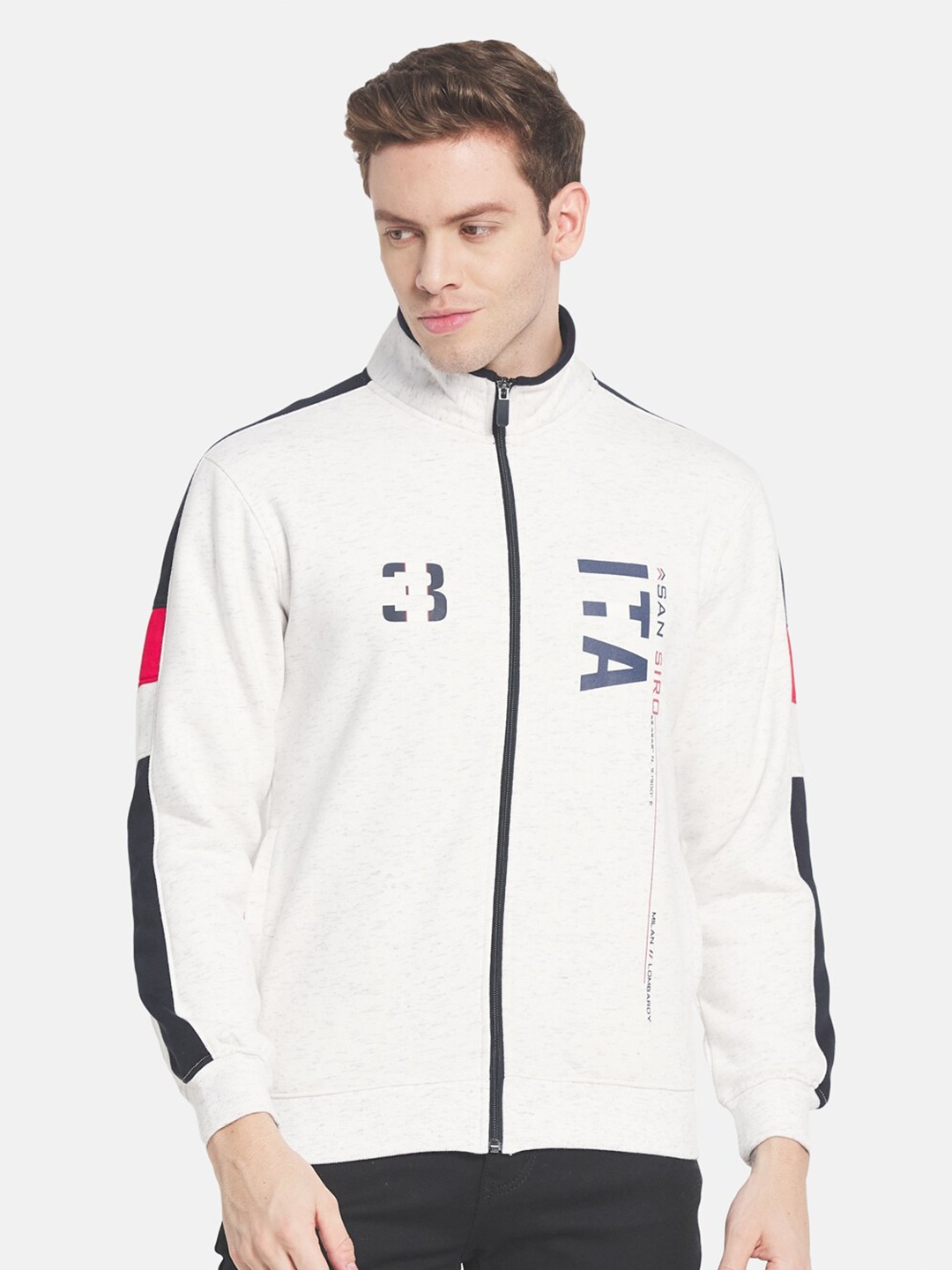 Octave Men White Printed Sweatshirt