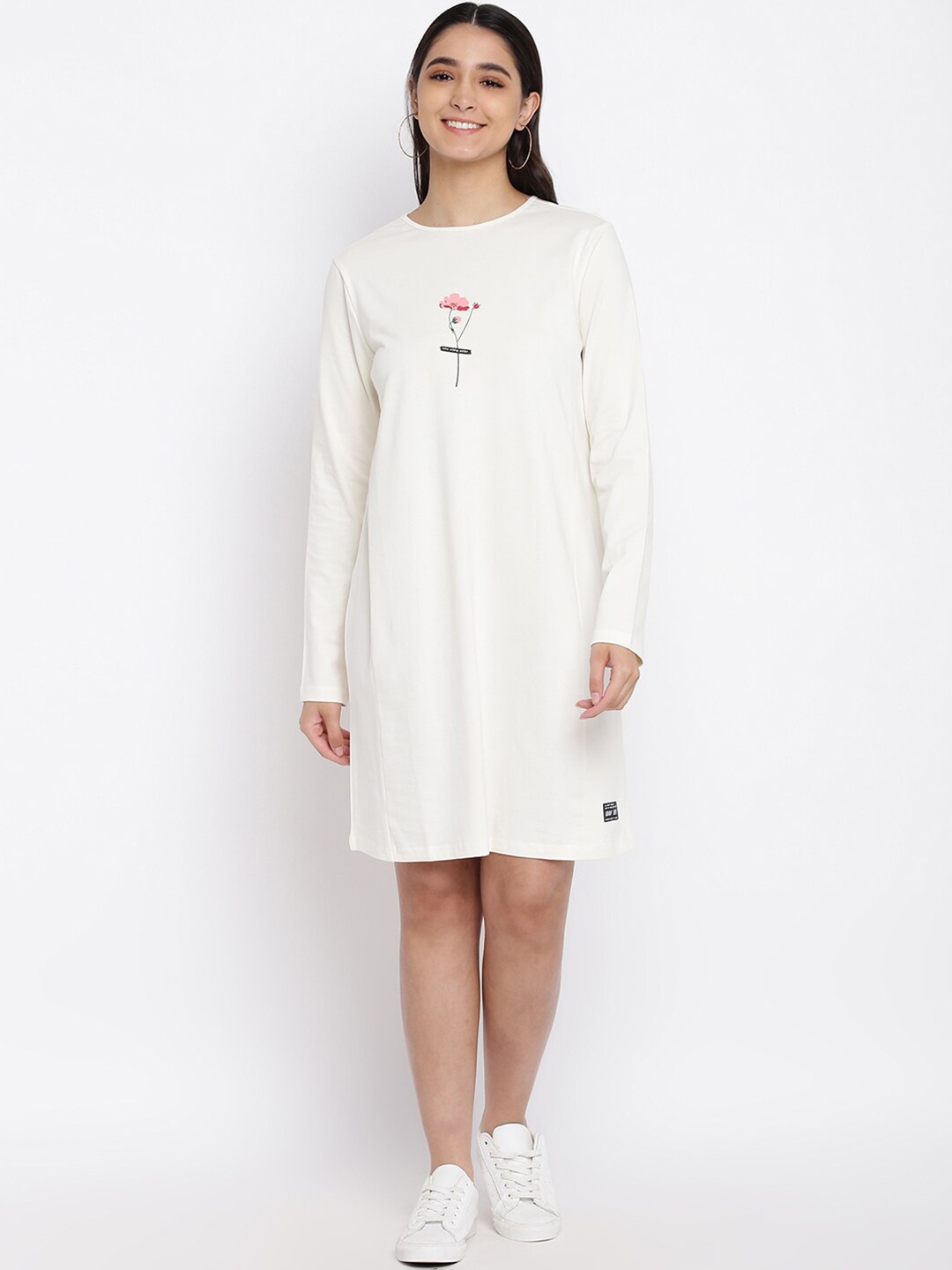 abof White T-shirt Dress