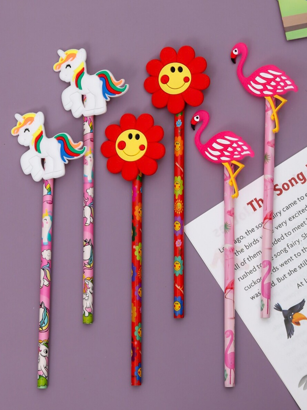 Yellow Bee Kids Set Of 6 Pink & Red Bee Pencil with Unicorn, Flower & Flamingo Motifs
Yellow Bee Kids Set Of 6 Pink & Red Bee Pencil with Unicorn, Flower & Flamingo Motifs
