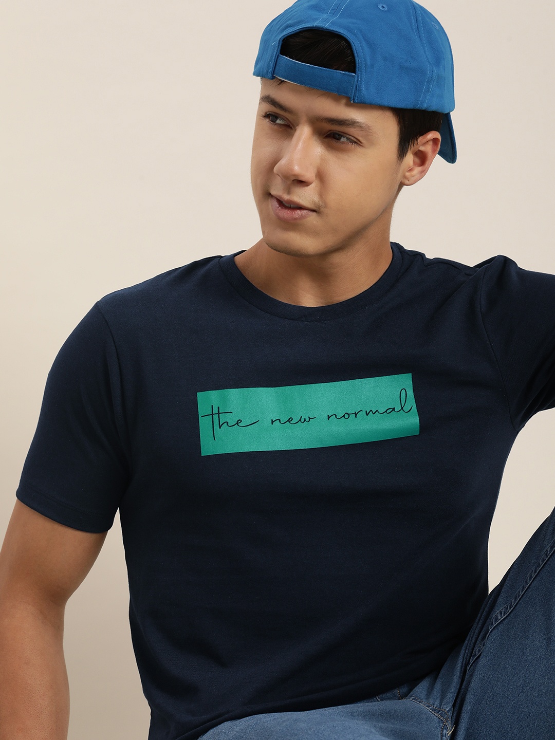 encore by INVICTUS Men Typography Printed T-shirt, Navy blue