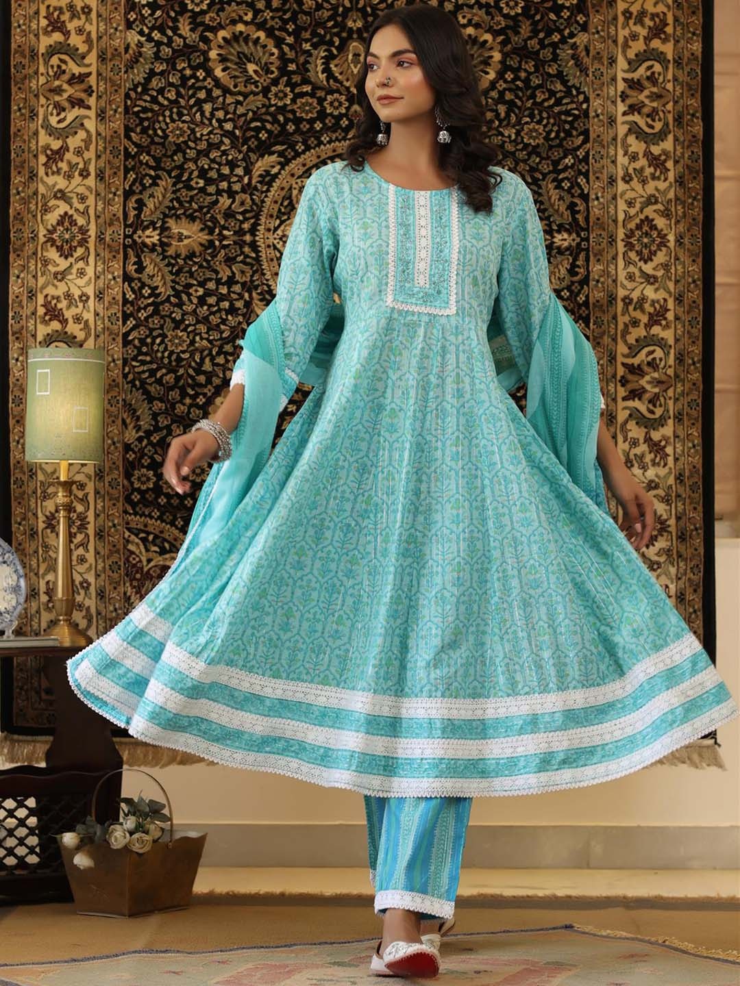 SCAKHI Women Ethnic Motifs Printed Pure Cotton Kurta with Trousers & With Dupatta, Blue
SCAKHI Women Ethnic Motifs Printed Pure Cotton Kurta with Trousers & With Dupatta, Blue