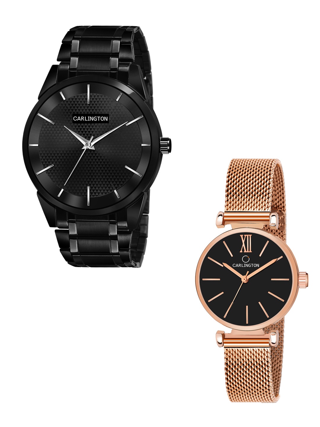 CARLINGTON Unisex Pack of 2 Black Brass Dial & Black Stainless Steel Bracelet Style Straps Analogue Watch Combo CT6010 BB-CT2016 RoseBlack-Multicolor
CARLINGTON Unisex Pack of 2 Black Brass Dial & Black Stainless Steel Bracelet Style Straps Analogue Watch Combo CT6010 BB-CT2016 RoseBlack-Multicolor