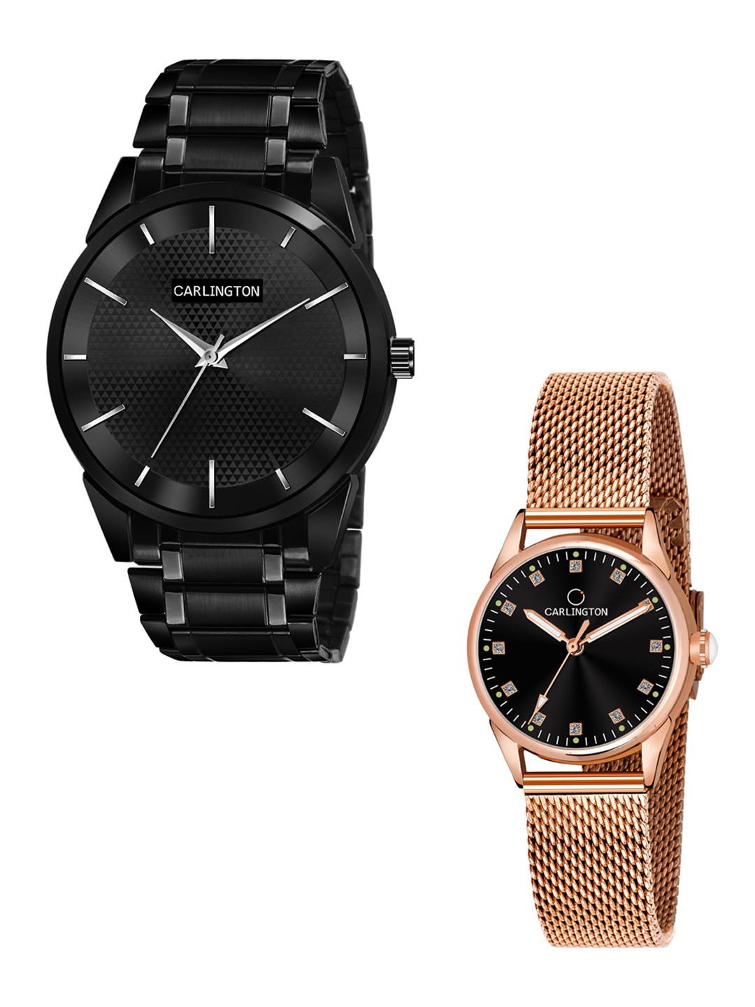 CARLINGTON Unisex Pack of 2 Black Brass Dial & Black Stainless Steel Bracelet Style Straps Analogue Watch Combo CT6010 BB-CT2003
CARLINGTON Unisex Pack of 2 Black Brass Dial & Black Stainless Steel Bracelet Style Straps Analogue Watch Combo CT6010 BB-CT2003