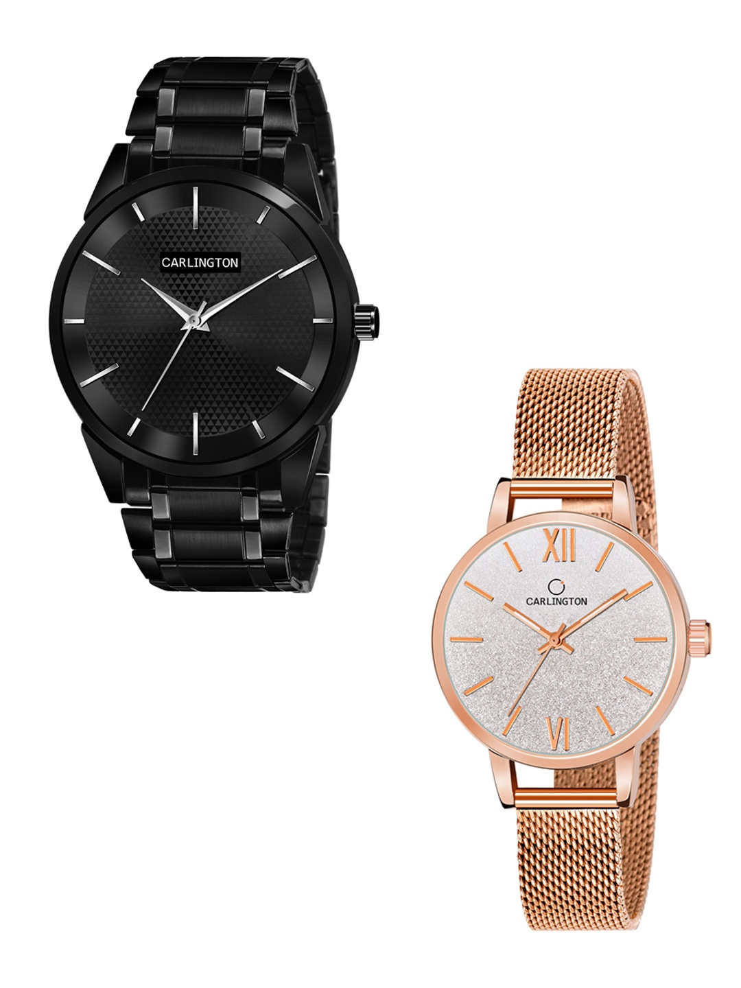 CARLINGTON Unisex Pack of 2 Black Brass Dial & Black Stainless Steel Bracelet Style Straps Analogue Watch Combo CT6010 BB-CT2018
CARLINGTON Unisex Pack of 2 Black Brass Dial & Black Stainless Steel Bracelet Style Straps Analogue Watch Combo CT6010 BB-CT2018