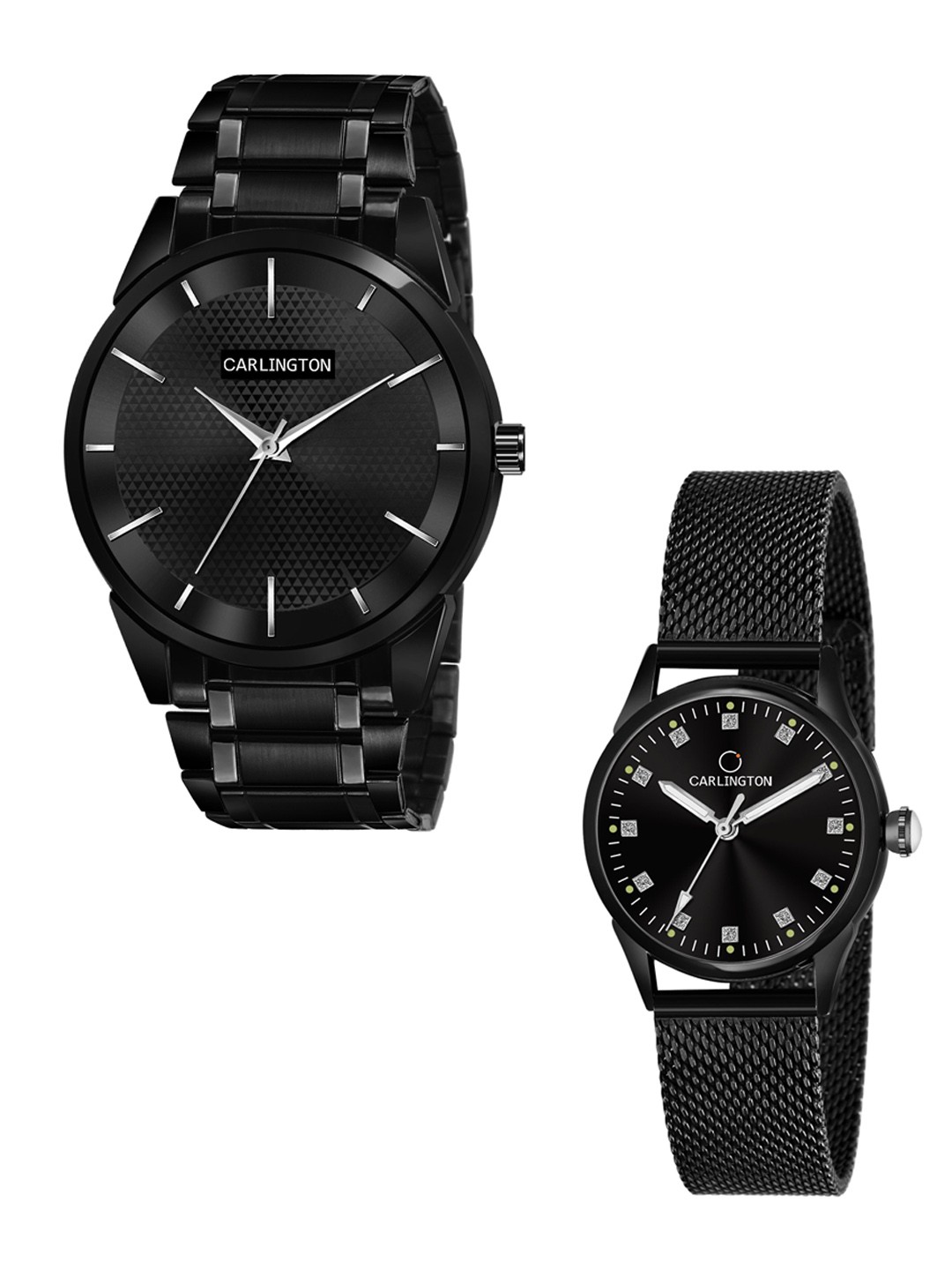 CARLINGTON Unisex Pack of 2 Black Brass Dial & Black Stainless Steel Bracelet Style Straps Analogue Watch Combo CT6010 BB-CT2003
CARLINGTON Unisex Pack of 2 Black Brass Dial & Black Stainless Steel Bracelet Style Straps Analogue Watch Combo CT6010 BB-CT2003