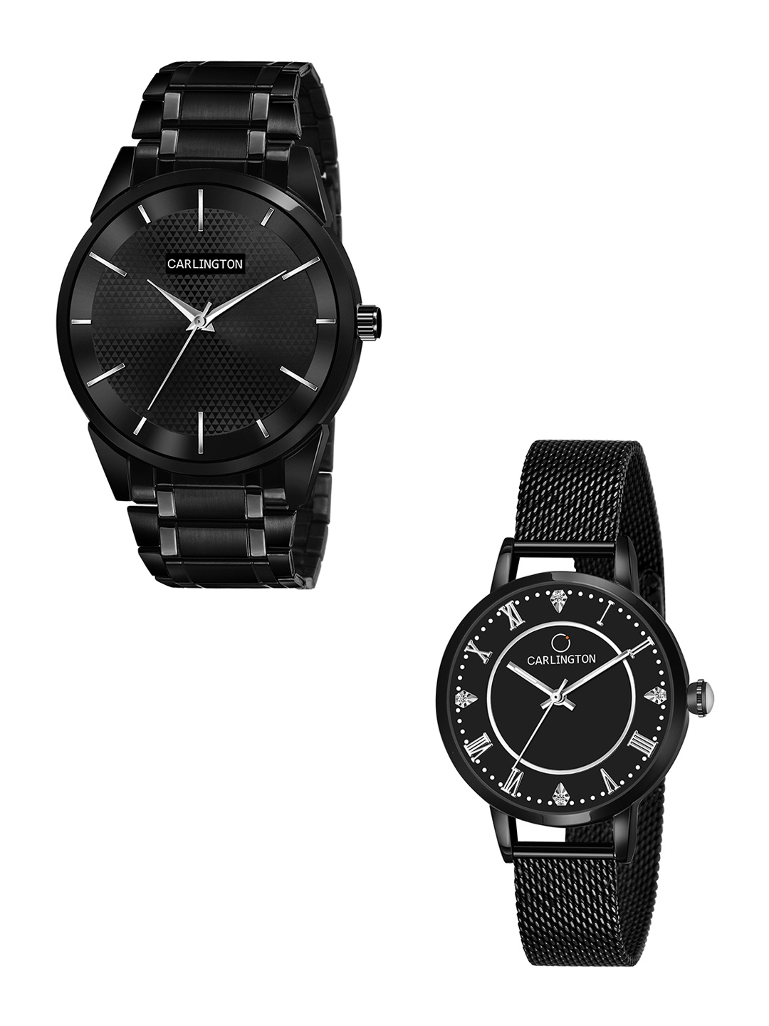 CARLINGTON Unisex Pack of 2 Black Brass Dial & Black Stainless Steel Bracelet Style Straps Analogue Watch Combo CT6010 BB-CT2013
CARLINGTON Unisex Pack of 2 Black Brass Dial & Black Stainless Steel Bracelet Style Straps Analogue Watch Combo CT6010 BB-CT2013