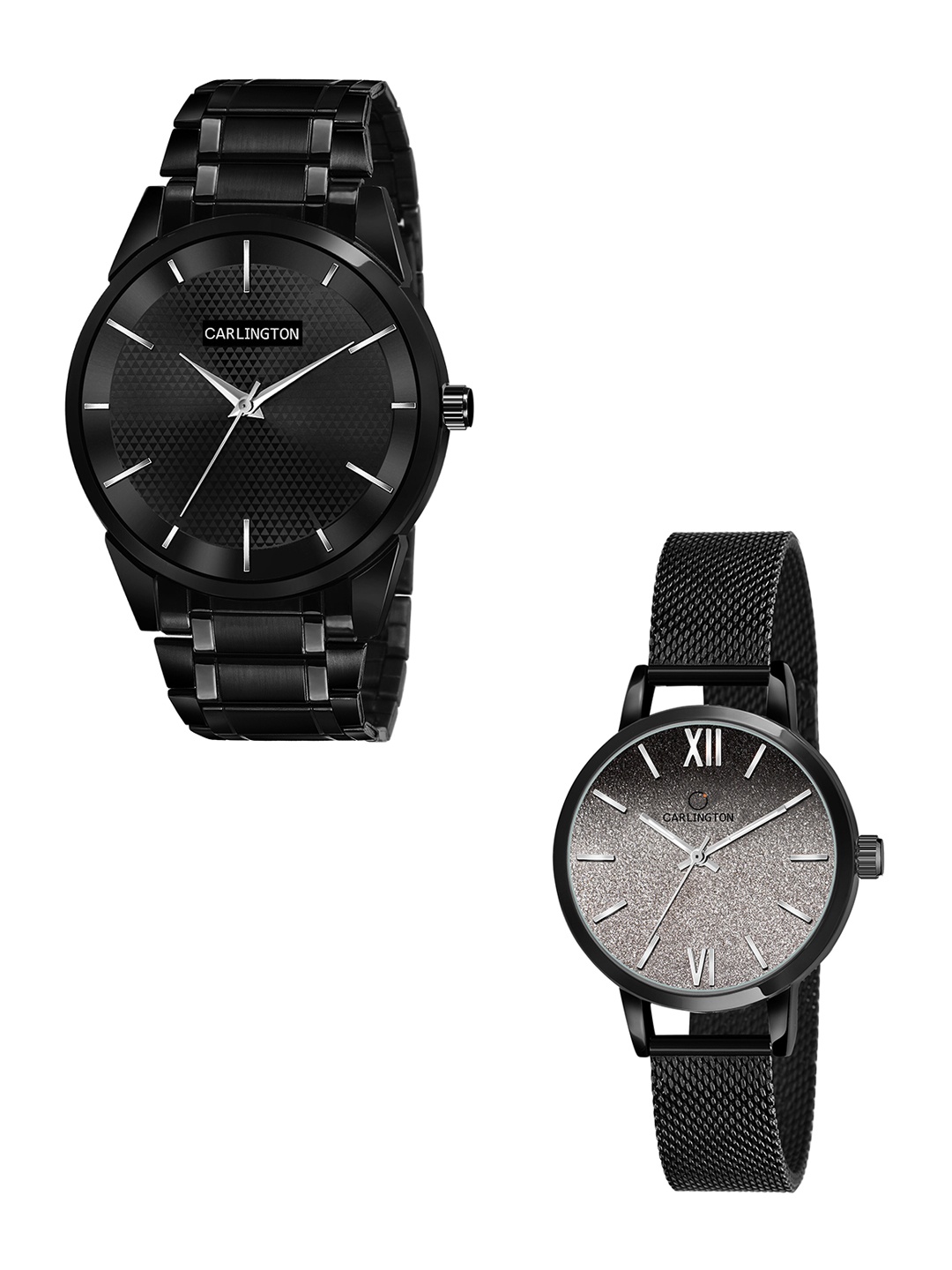 CARLINGTON Unisex Pack of 2 Black Brass Dial & Black Stainless Steel Bracelet Style Straps Analogue Watch Combo CT6010 BB-CT2018
CARLINGTON Unisex Pack of 2 Black Brass Dial & Black Stainless Steel Bracelet Style Straps Analogue Watch Combo CT6010 BB-CT2018