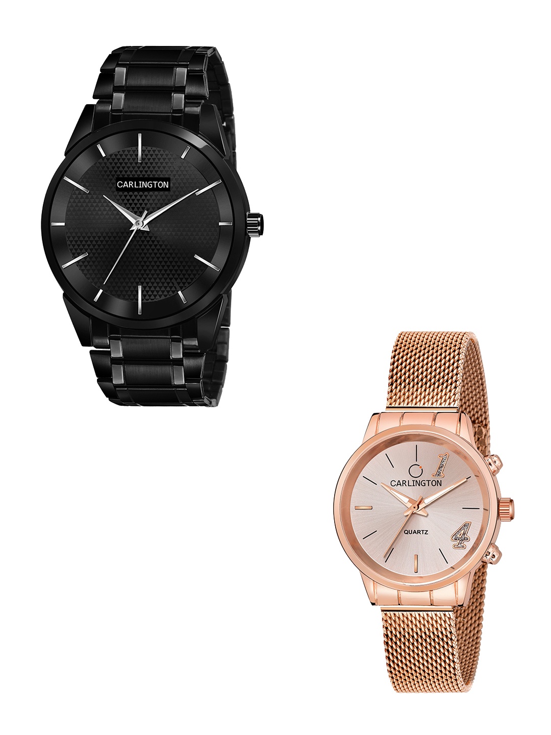 CARLINGTON Unisex Pack of 2 Black Brass Dial & Black Stainless Steel Bracelet Style Straps Analogue Watch Combo CT6010 BB-CT2012
CARLINGTON Unisex Pack of 2 Black Brass Dial & Black Stainless Steel Bracelet Style Straps Analogue Watch Combo CT6010 BB-CT2012