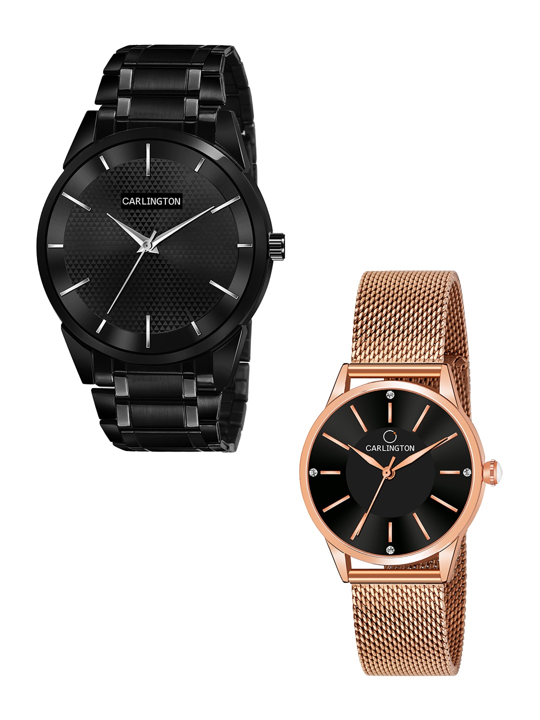 CARLINGTON Unisex Pack of 2 Black Brass Embellished Dial & Black Stainless Steel Bracelet Style Straps Analogue Watch Combo CT6010 BB-CT2004
CARLINGTON Unisex Pack of 2 Black Brass Embellished Dial & Black Stainless Steel Bracelet Style Straps Analogue Watch Combo CT6010 BB-CT2004