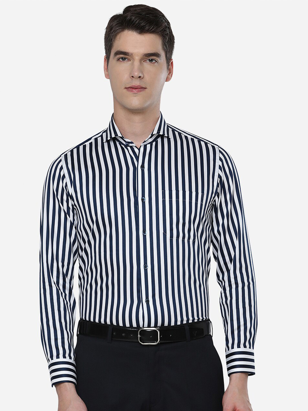 METAL Men Slim Fit Striped Formal Shirt, White 
METAL Men Slim Fit Striped Formal Shirt, White