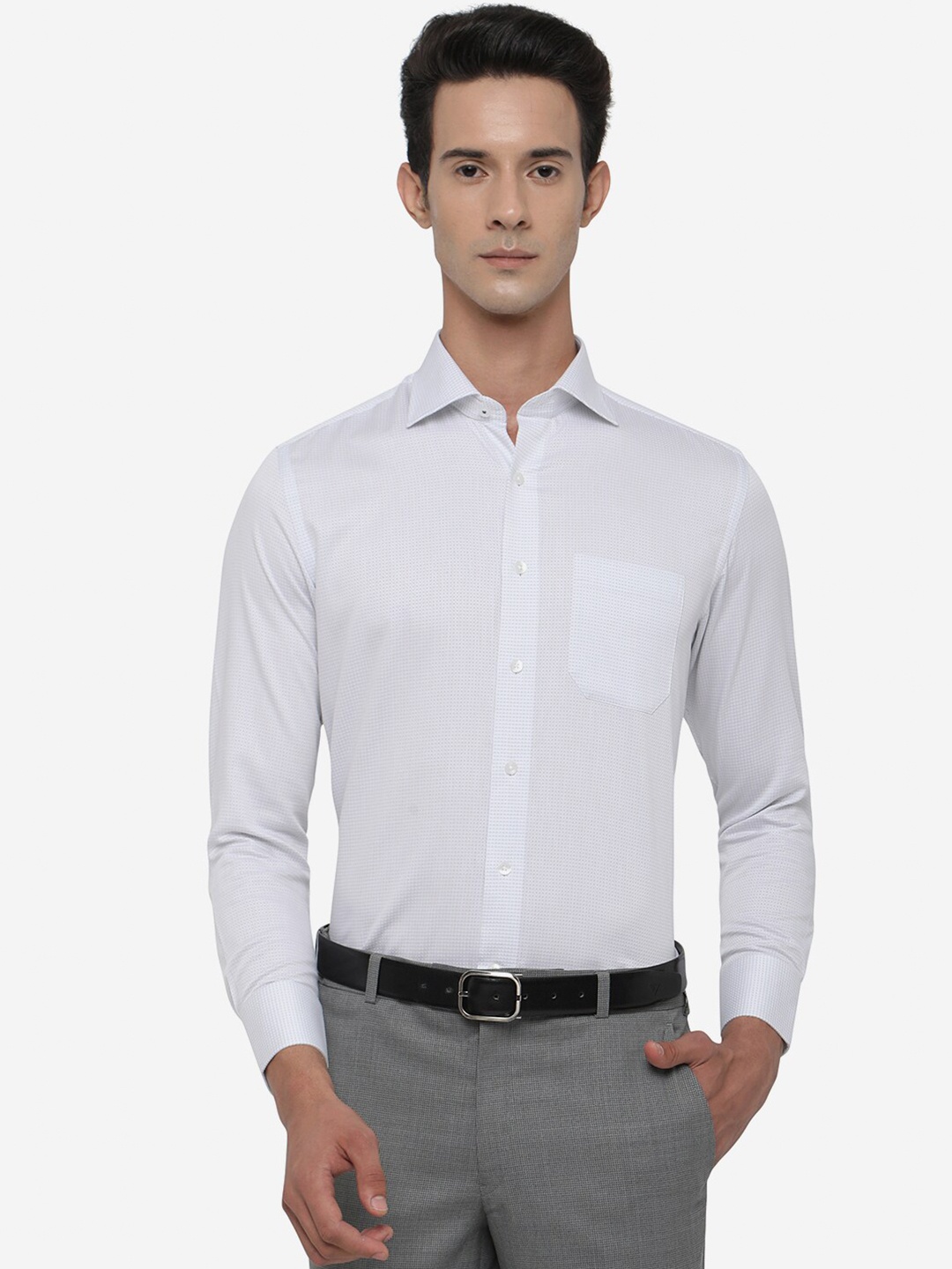 METAL Men Slim Fit Formal Shirt, White