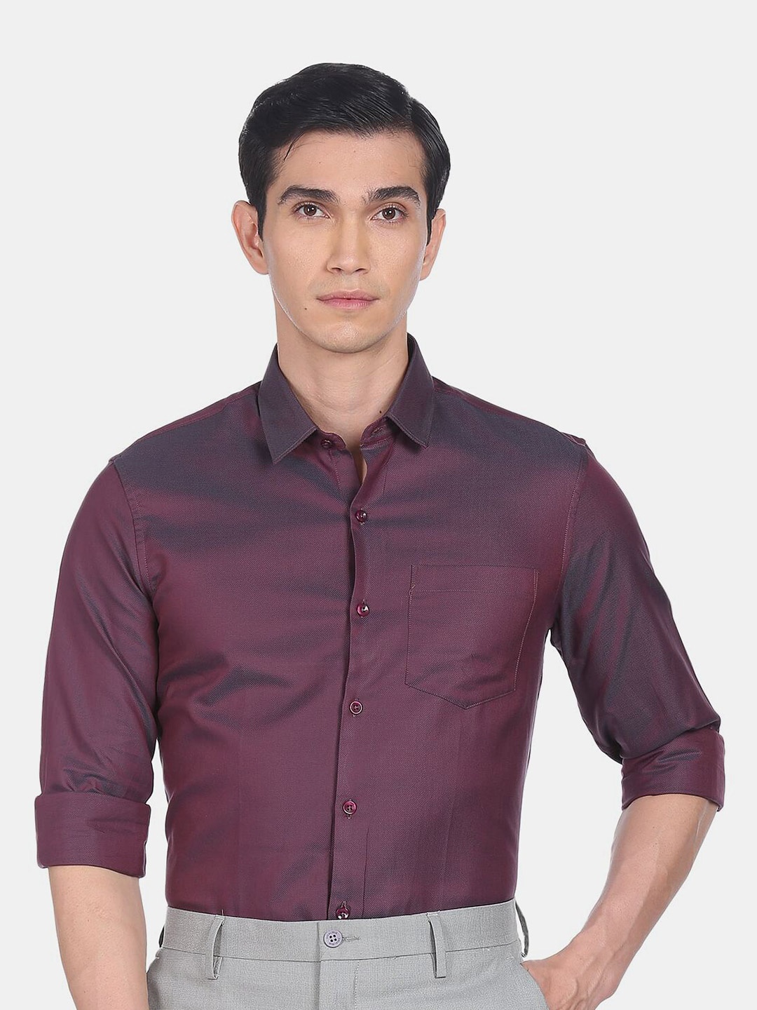 Excalibur Men Purple Slim Fit Casual Shirt