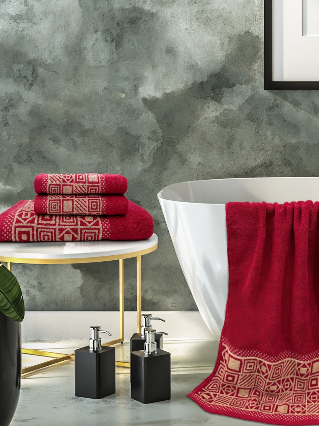 Aura Set Of 4 Wedelia 100% Cotton Towel Gift Set, 380 GSM 2 Hand Towel+2 Bath Towel, Maroon
Aura Set Of 4 Wedelia 100% Cotton Towel Gift Set, 380 GSM 2 Hand Towel+2 Bath Towel, Maroon