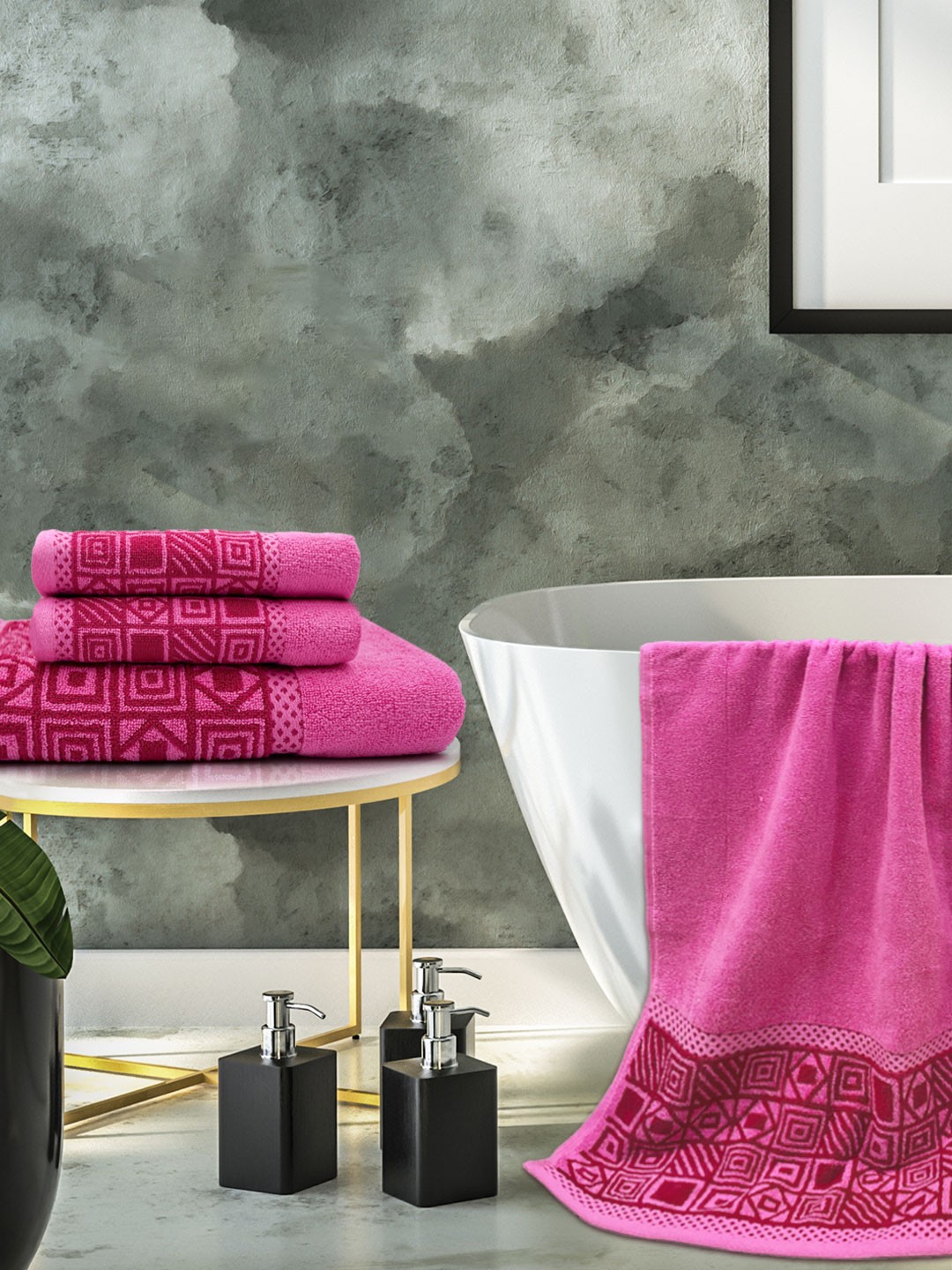 Aura Set Of 4 Wedelia 100% Cotton Towel Gift Set, 380 GSM 2 Hand Towel+2 Bath Towel, Pink
Aura Set Of 4 Wedelia 100% Cotton Towel Gift Set, 380 GSM 2 Hand Towel+2 Bath Towel, Pink