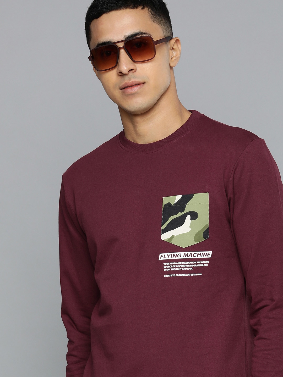 Flying Machine Men Burgundy Brand Logo Placement Print Pockets Pure Cotton Sweatshirt
Flying Machine Men Burgundy Brand Logo Placement Print Pockets Pure Cotton Sweatshirt