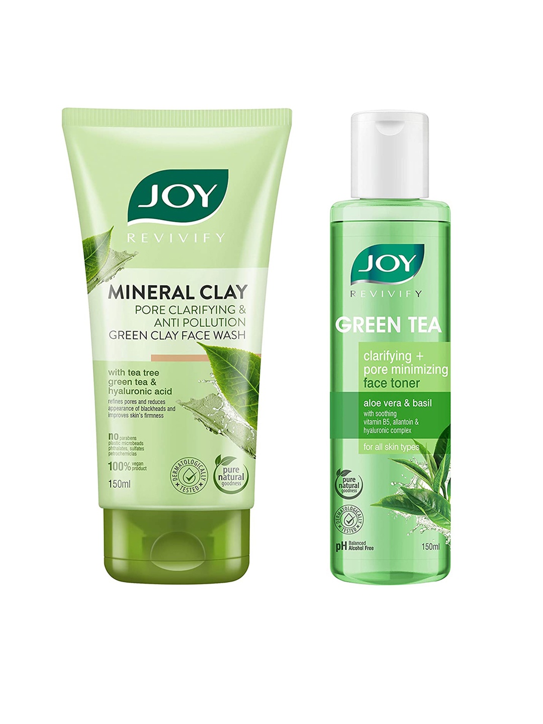 JOY Set of Pore Clarifying Green Clay Face Wash & Green Tea Face Toner - 150ml each
JOY Set of Pore Clarifying Green Clay Face Wash & Green Tea Face Toner - 150ml each