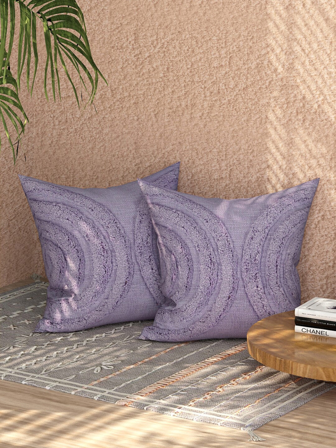 Sangria Set of 2 Square Cushion Covers, Purple