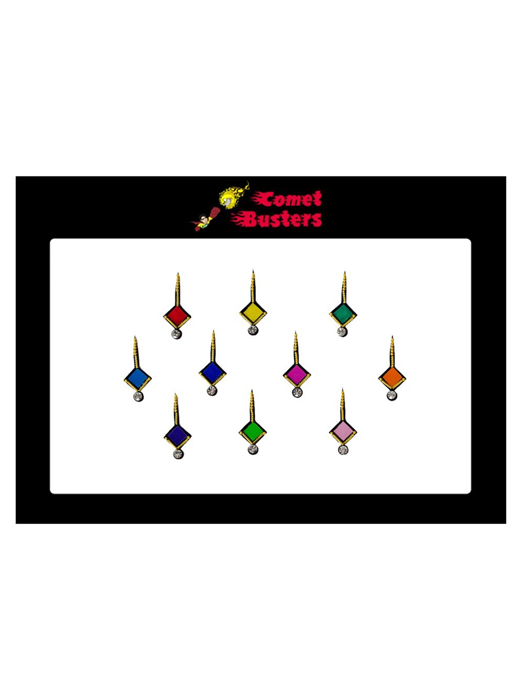 Comet Busters 10 Pcs Embellished Reusable Designer Bindis - Multicoloured, Multi
Comet Busters 10 Pcs Embellished Reusable Designer Bindis - Multicoloured, Multi