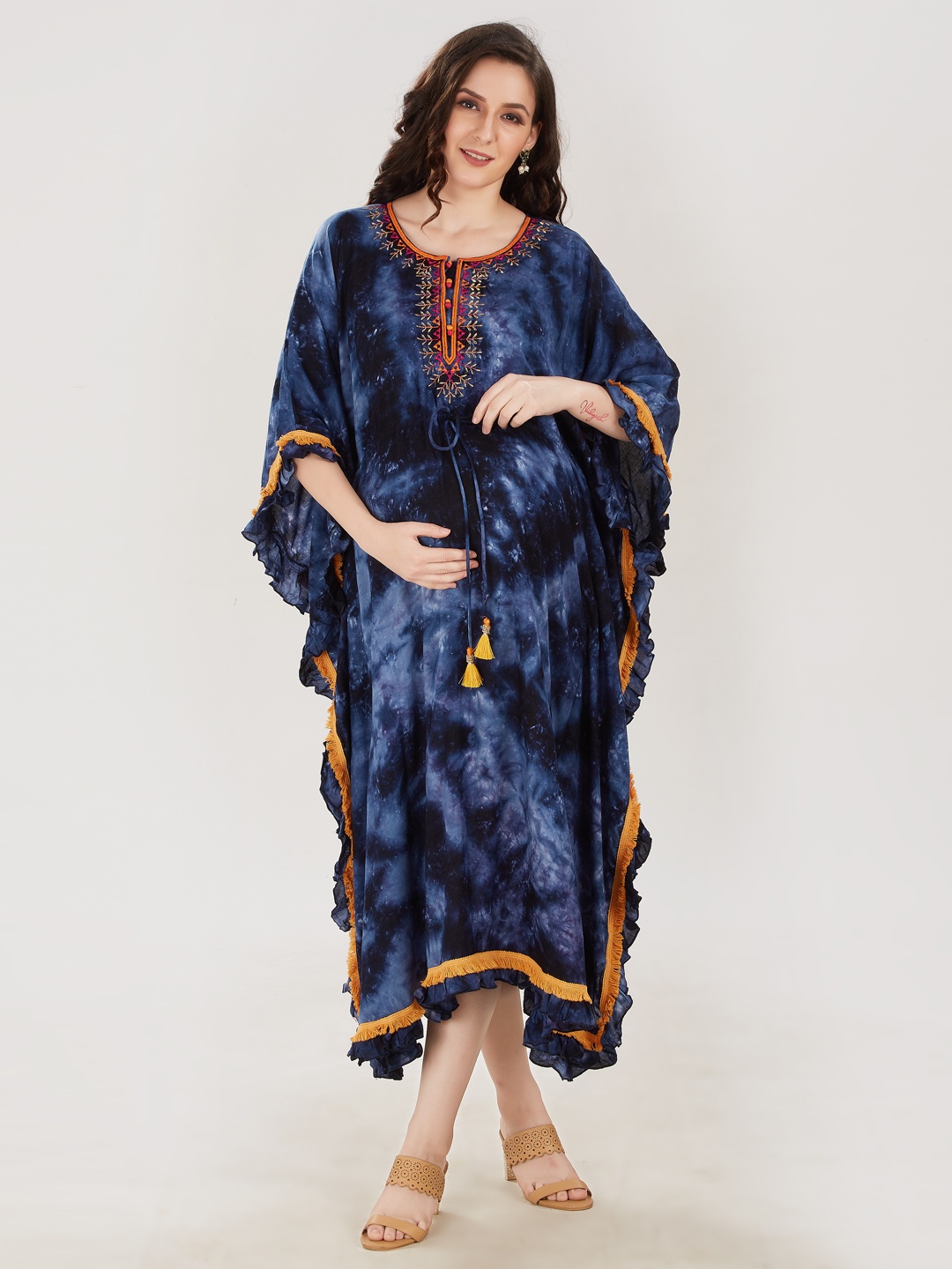 Mom For Sure by Ketki Dalal Women Navy Blue Tie and Dye Dyed Maternity Kaftan Midi Dress
Mom For Sure by Ketki Dalal Women Navy Blue Tie and Dye Dyed Maternity Kaftan Midi Dress