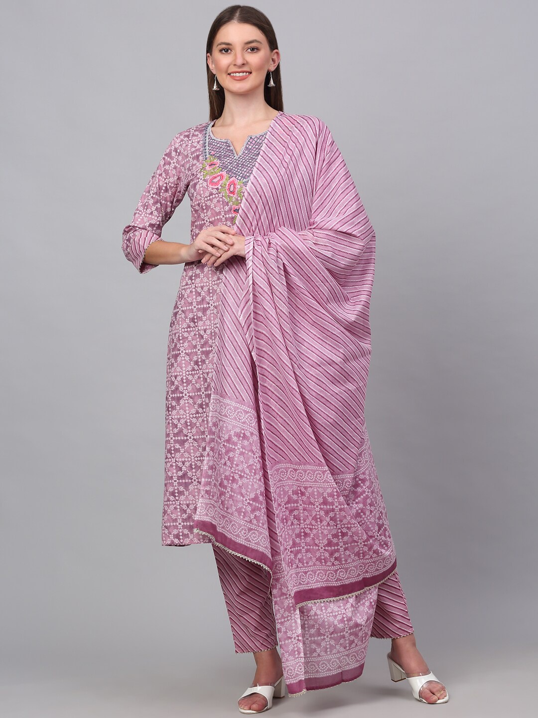KALINI Women Mauve Ethnic Motifs Printed Thread Work Pure Cotton Kurta with Trousers & With Dupatta
KALINI Women Mauve Ethnic Motifs Printed Thread Work Pure Cotton Kurta with Trousers & With Dupatta