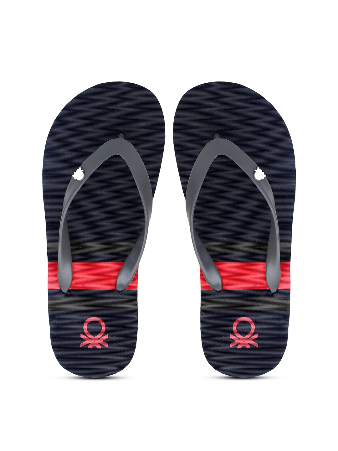 United Colors of Benetton Men Printed Rubber Thong Flip-Flops, Navy blue