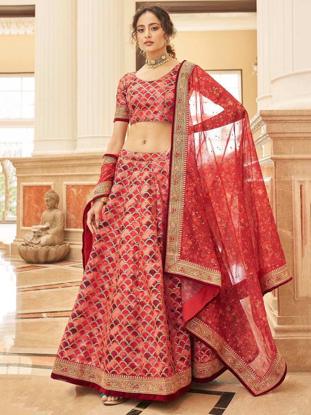 FABPIXEL Red & Gold-Toned Embroidered Semi-Stitched Lehenga & Unstitched Blouse With Dupatta
FABPIXEL Red & Gold-Toned Embroidered Semi-Stitched Lehenga & Unstitched Blouse With Dupatta