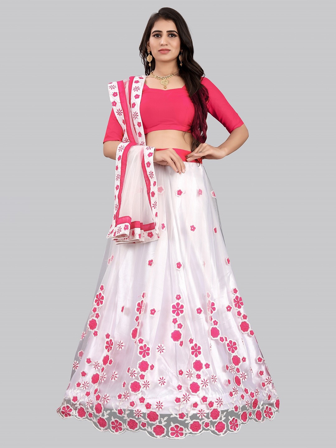 JSItaliya Pink & White Thread Work Semi-Stitched Lehenga & Unstitched Blouse With Dupatta
JSItaliya Pink & White Thread Work Semi-Stitched Lehenga & Unstitched Blouse With Dupatta