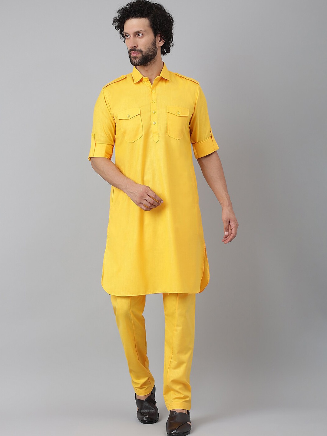 hangup trend Men Yellow Solid Rolled Up Sleeves Pure Cotton Pathani Kurta With Pyjama
hangup trend Men Yellow Solid Rolled Up Sleeves Pure Cotton Pathani Kurta With Pyjama