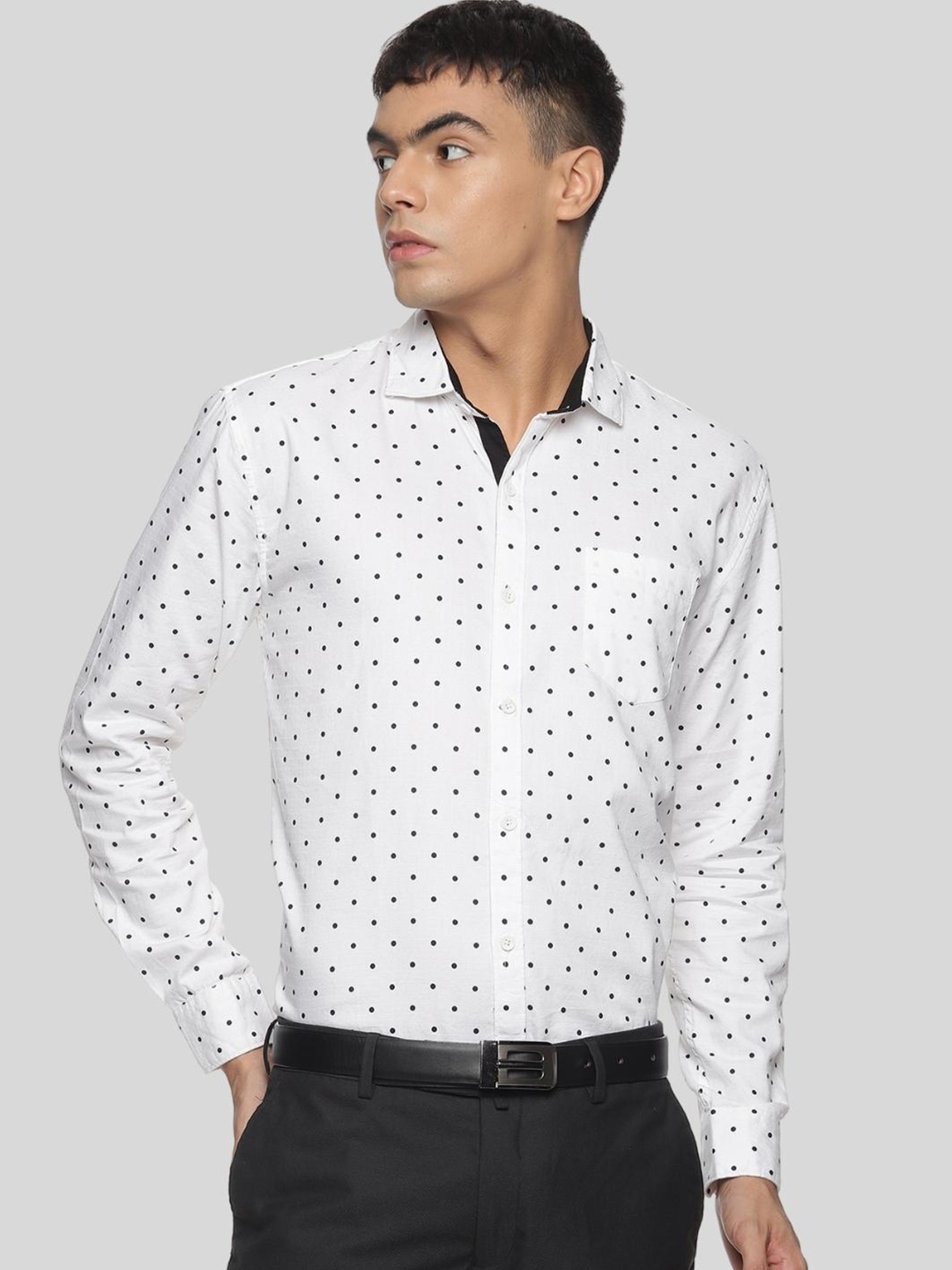 DEZANO Men Comfort Printed Formal Shirt, White