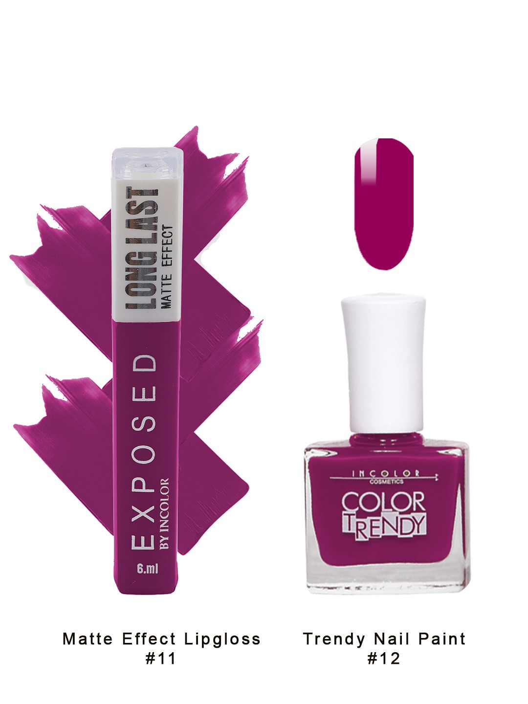 INCOLOR Set of Exposed Matte Liquid Lipstick & Trendy Matte Nail Polish - Combo 11, Purple
INCOLOR Set of Exposed Matte Liquid Lipstick & Trendy Matte Nail Polish - Combo 11, Purple