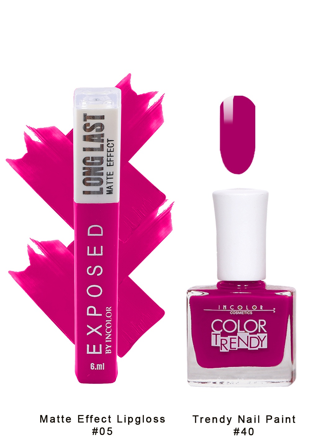 INCOLOR Set of Exposed Matte Liquid Lipstick & Trendy Matte Nail Polish - Combo 05, Pink
INCOLOR Set of Exposed Matte Liquid Lipstick & Trendy Matte Nail Polish - Combo 05, Pink