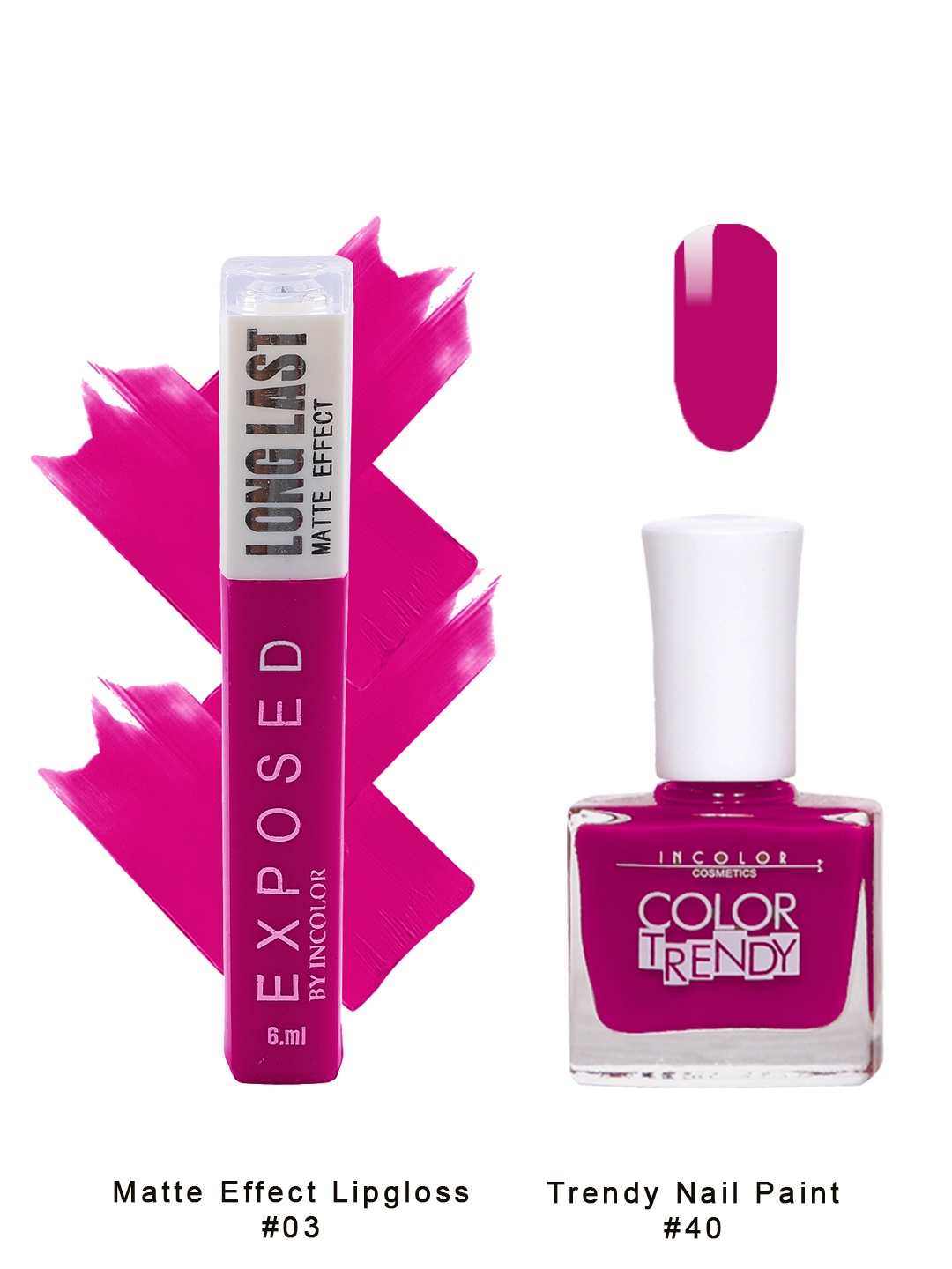 INCOLOR Set of Exposed Matte Liquid Lipstick & Trendy Matte Nail Polish - Combo 03, Fuchsia
INCOLOR Set of Exposed Matte Liquid Lipstick & Trendy Matte Nail Polish - Combo 03, Fuchsia