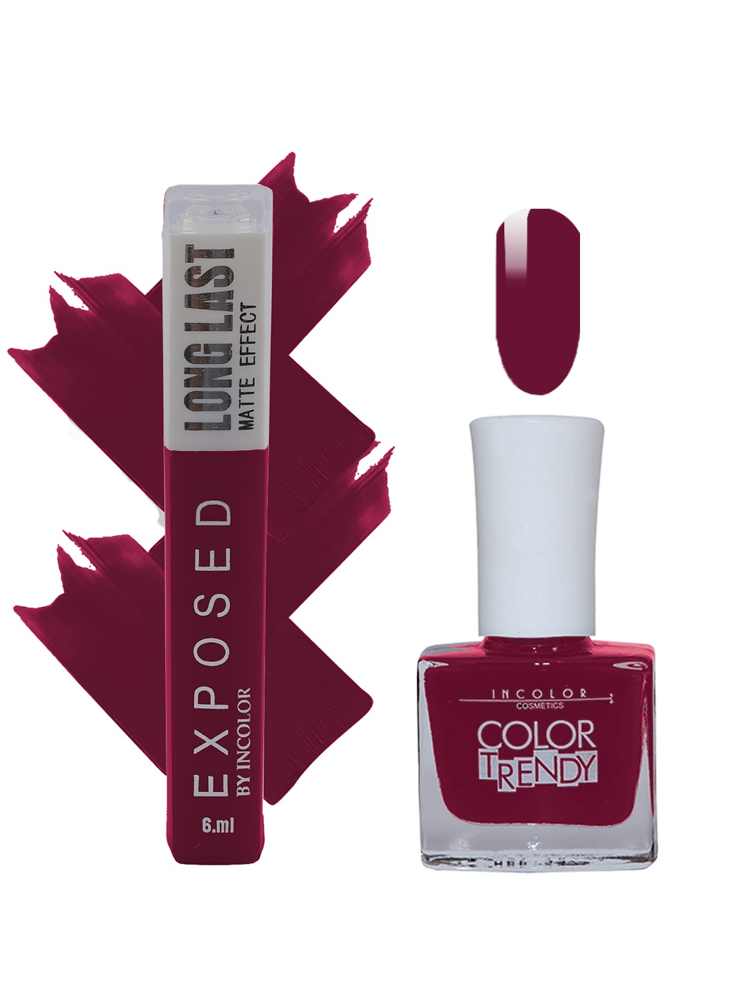 INCOLOR Set of Exposed Matte Liquid Lipstick & Trendy Matte Nail Polish - Combo 07, Burgundy
INCOLOR Set of Exposed Matte Liquid Lipstick & Trendy Matte Nail Polish - Combo 07, Burgundy