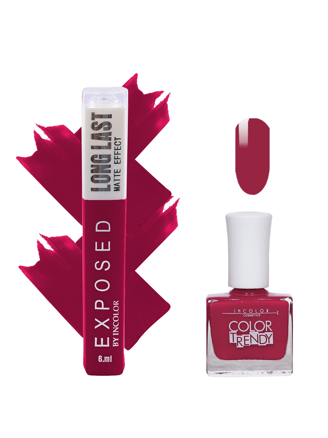 INCOLOR Set of Exposed Matte Liquid Lipstick & Trendy Matte Nail Polish - Combo 12, Magenta
INCOLOR Set of Exposed Matte Liquid Lipstick & Trendy Matte Nail Polish - Combo 12, Magenta