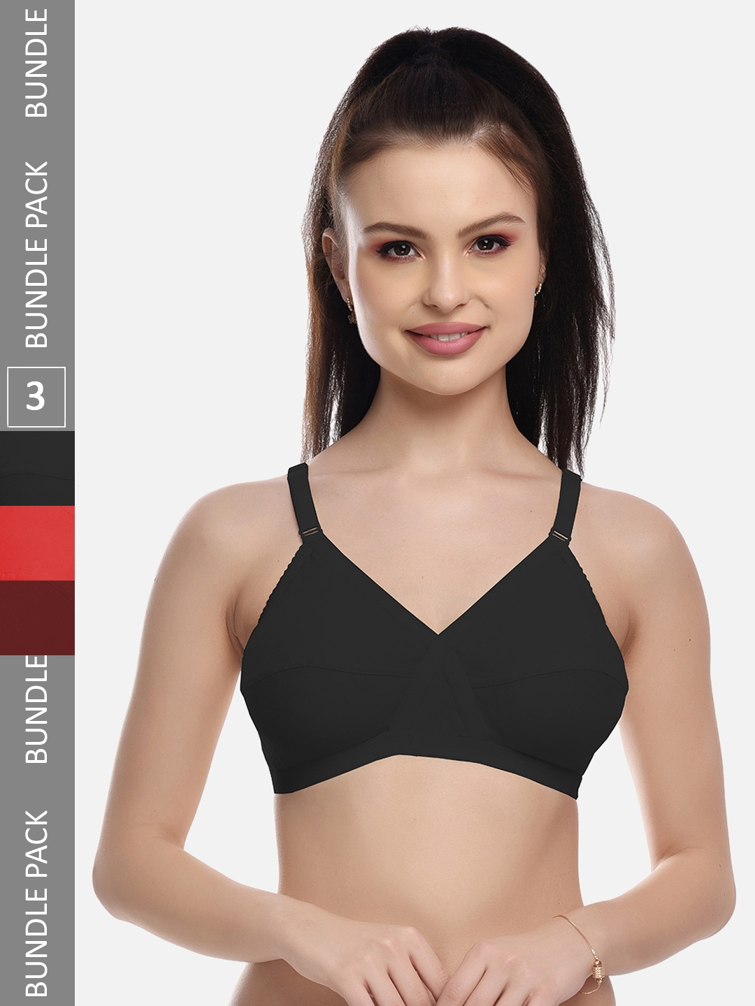 FIMS Black & Red Pack of 3 Cotton Blend Non-Padded Bras MTR_Cross_Bra_BlackRedMaroon_B
FIMS Black & Red Pack of 3 Cotton Blend Non-Padded Bras MTR_Cross_Bra_BlackRedMaroon_B