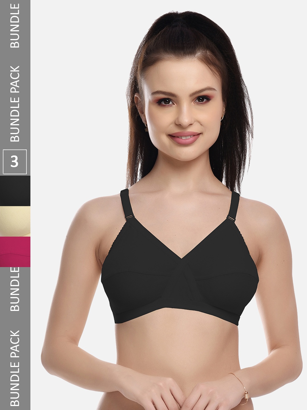 FIMS Black & Beige Pack of 3 Cotton Blend Non-Padded Bras MTR_Cross_Bra_BlackBeigePink_B
FIMS Black & Beige Pack of 3 Cotton Blend Non-Padded Bras MTR_Cross_Bra_BlackBeigePink_B