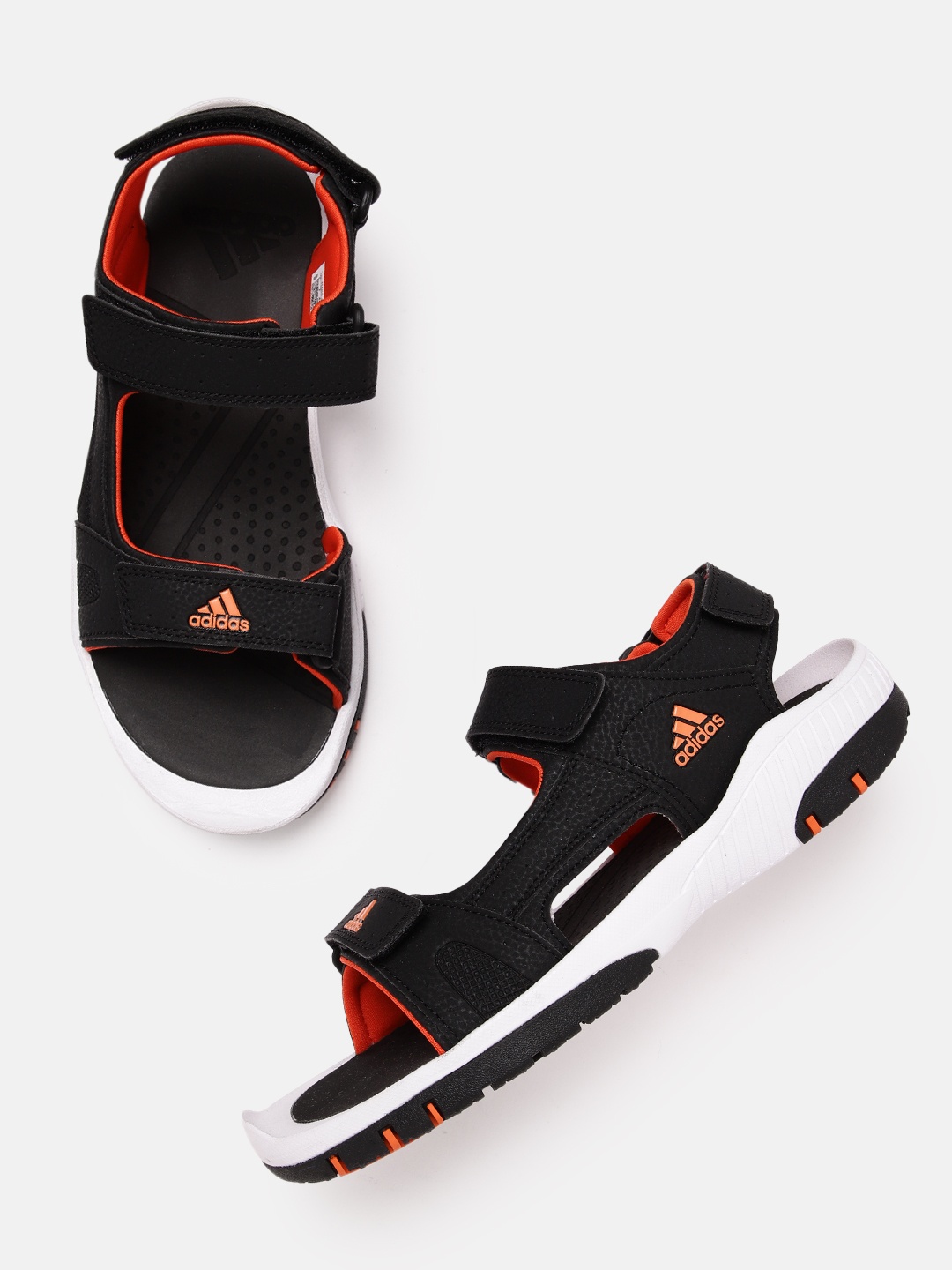ADIDAS Men Brand Logo Embossed Strudi Sports Sandals, Black