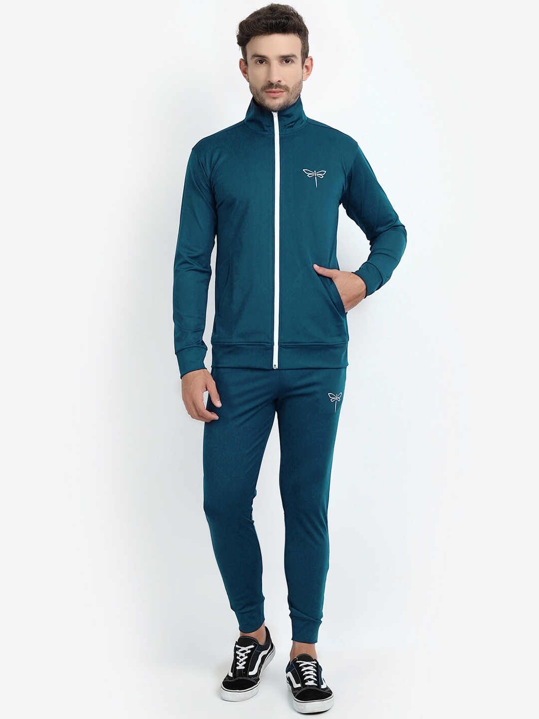 MKKO Men Blue Solid Slim-Fit Tracksuits