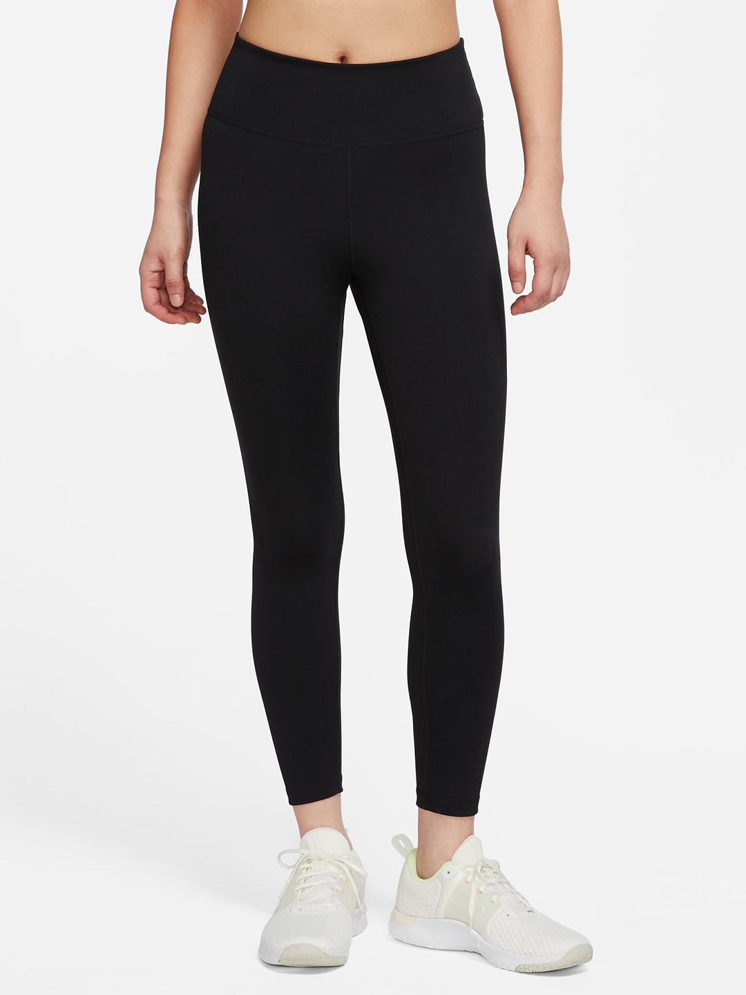 Nike Women Black Brand Logo Printed Dri-FIT One Mid-Rise 7/8 Training Tights
Nike Women Black Brand Logo Printed Dri-FIT One Mid-Rise 7/8 Training Tights