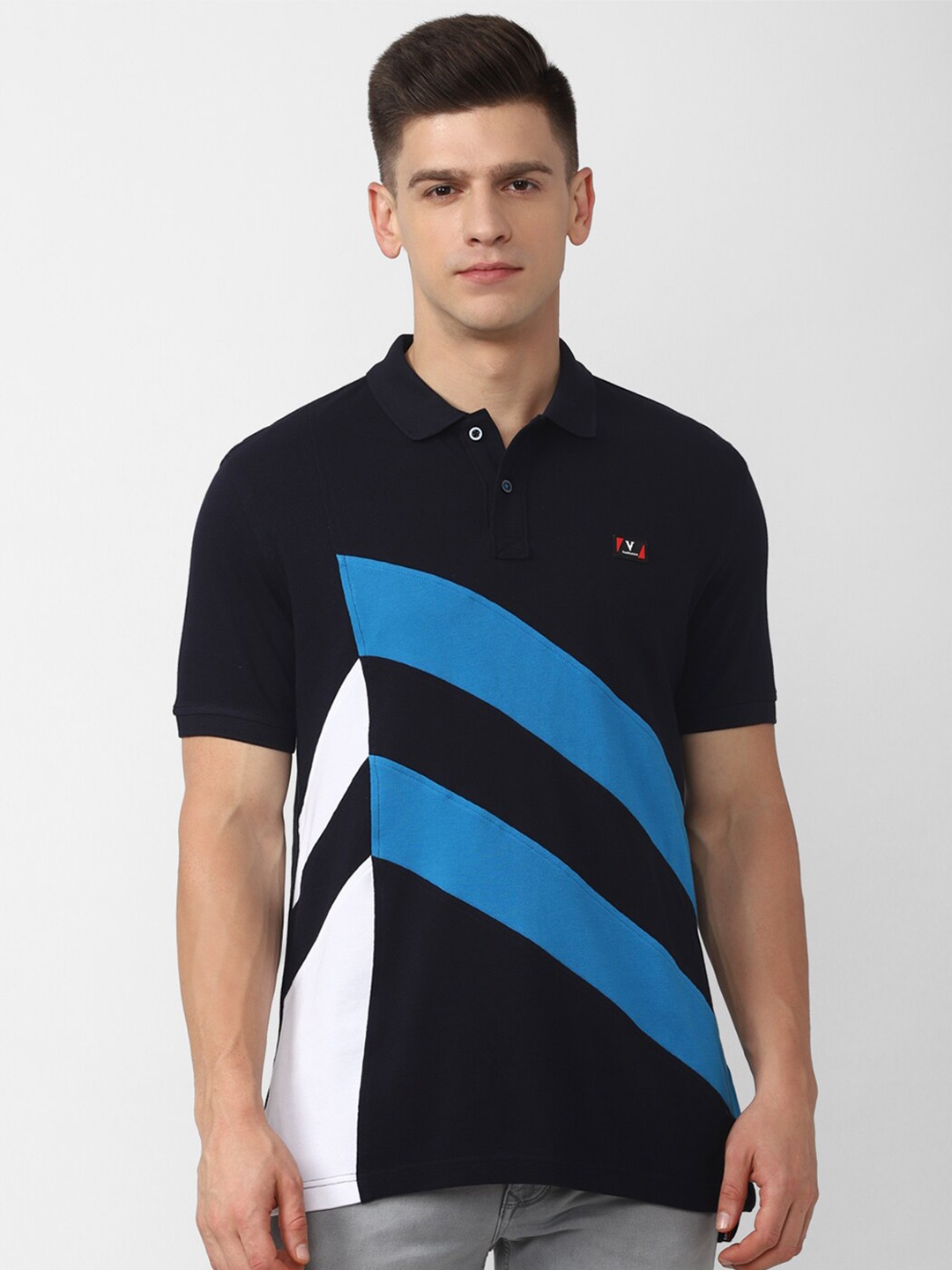 Van Heusen Sport Men Navy Blue & White Colourblocked Pure Cotton Polo Collar T-shirt
Van Heusen Sport Men Navy Blue & White Colourblocked Pure Cotton Polo Collar T-shirt