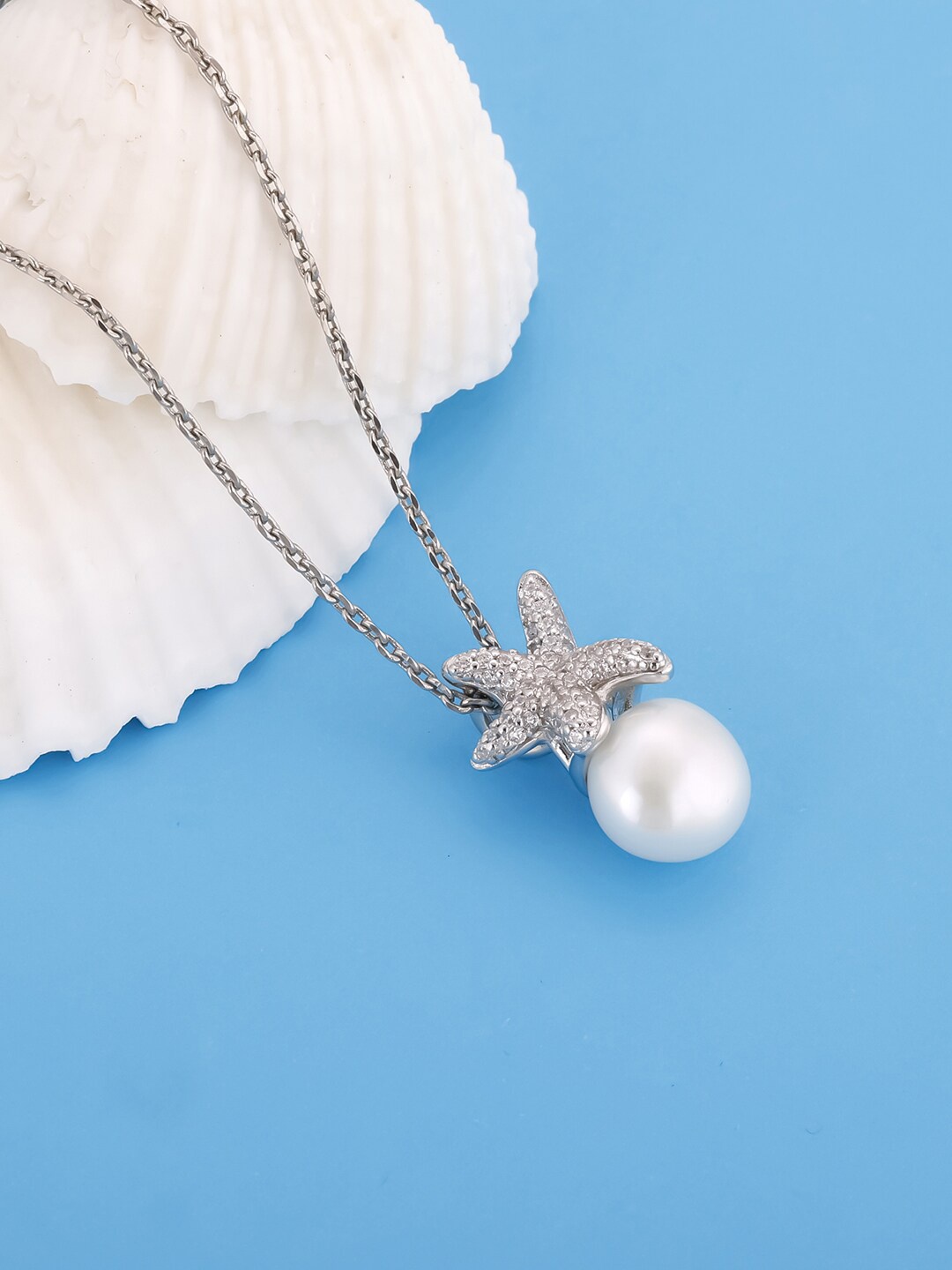 GIVA 925 Sterling Silver Rhodium-Plated Silver-Toned White Pearl Pendant with Link Chain
GIVA 925 Sterling Silver Rhodium-Plated Silver-Toned White Pearl Pendant with Link Chain