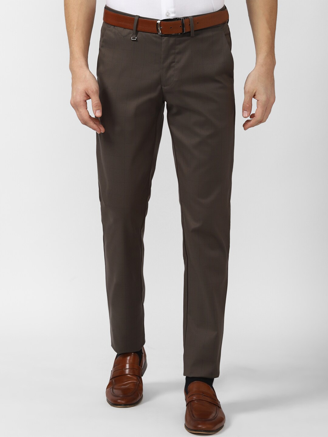 Van Heusen Men Brown Slim Fit Formal Trousers