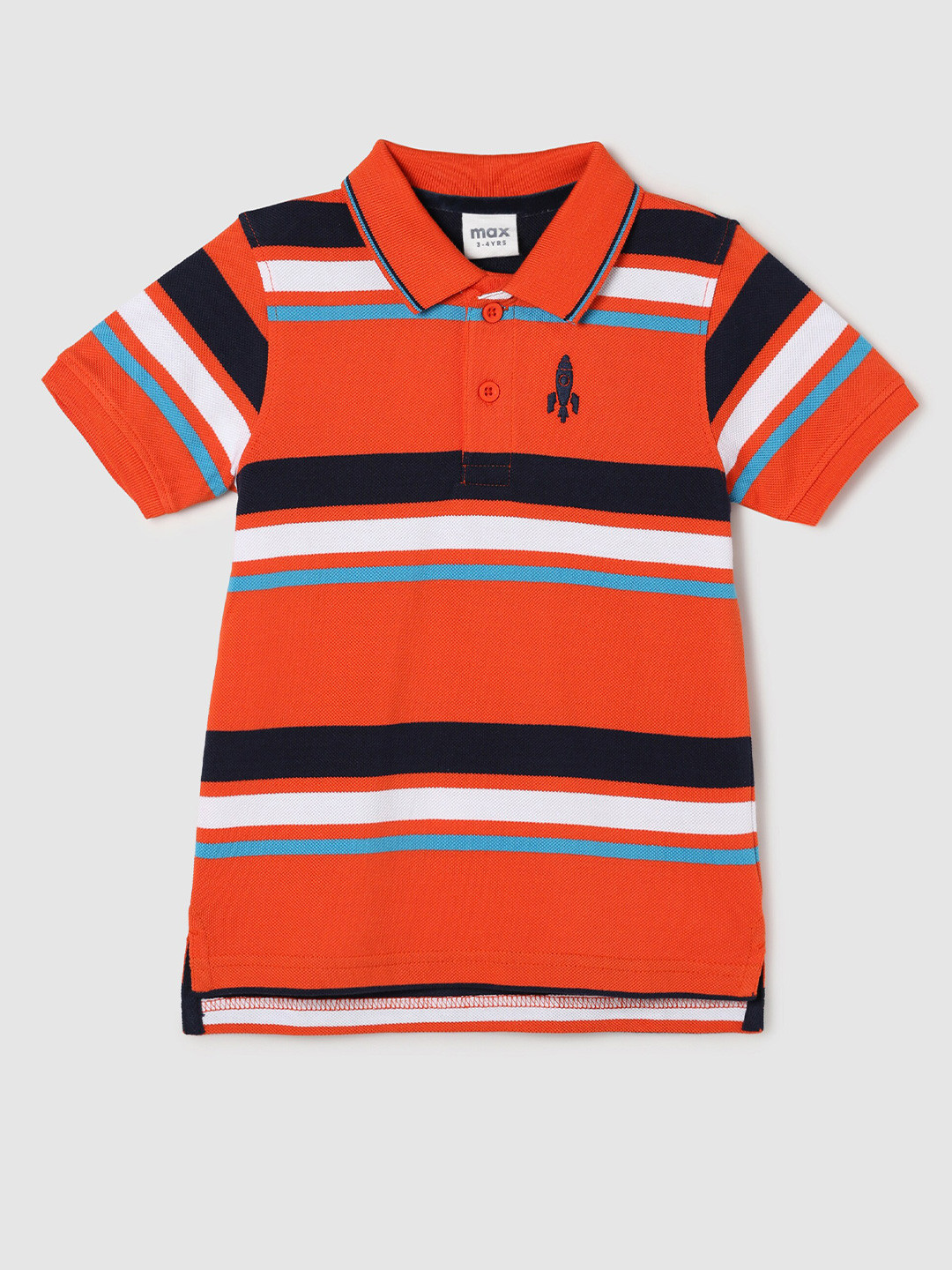 max Boys Coral Striped Polo Collar Pure Cotton Applique T-shirt 
max Boys Coral Striped Polo Collar Pure Cotton Applique T-shirt