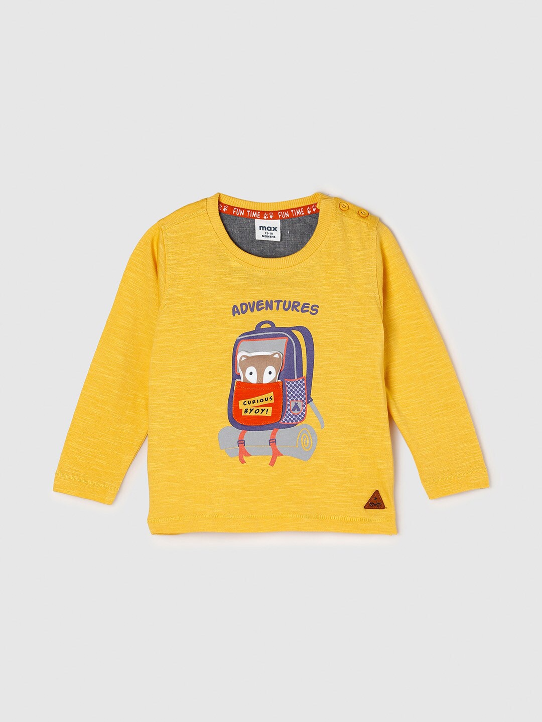 max Boys Yellow Pure Cotton T-shirt