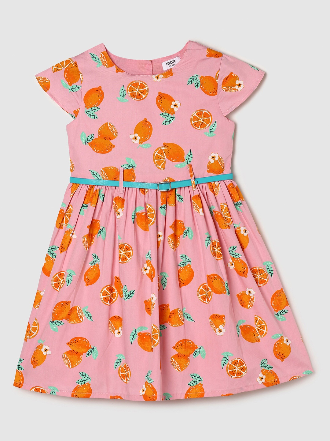 max Girls Pink Printed A-Line Dress