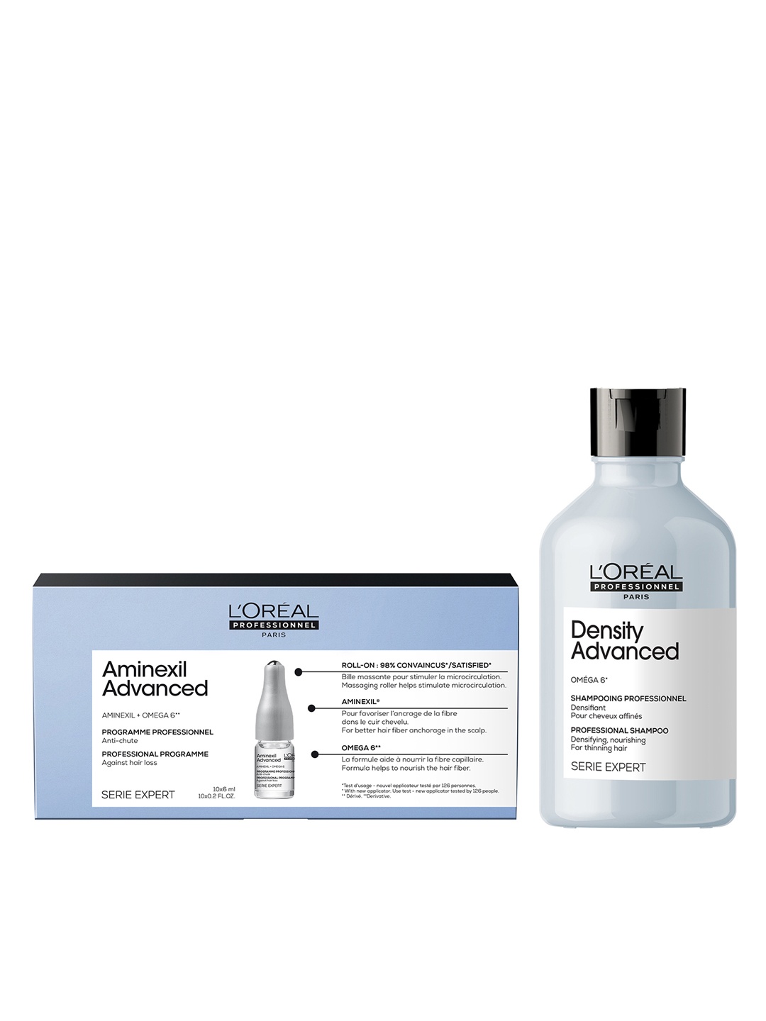 LOreal Professionnel Set of Serie Expert Shampoo - 300 ml & Aminexil Advanced - 6 ml each, Blue
LOreal Professionnel Set of Serie Expert Shampoo - 300 ml & Aminexil Advanced - 6 ml each, Blue